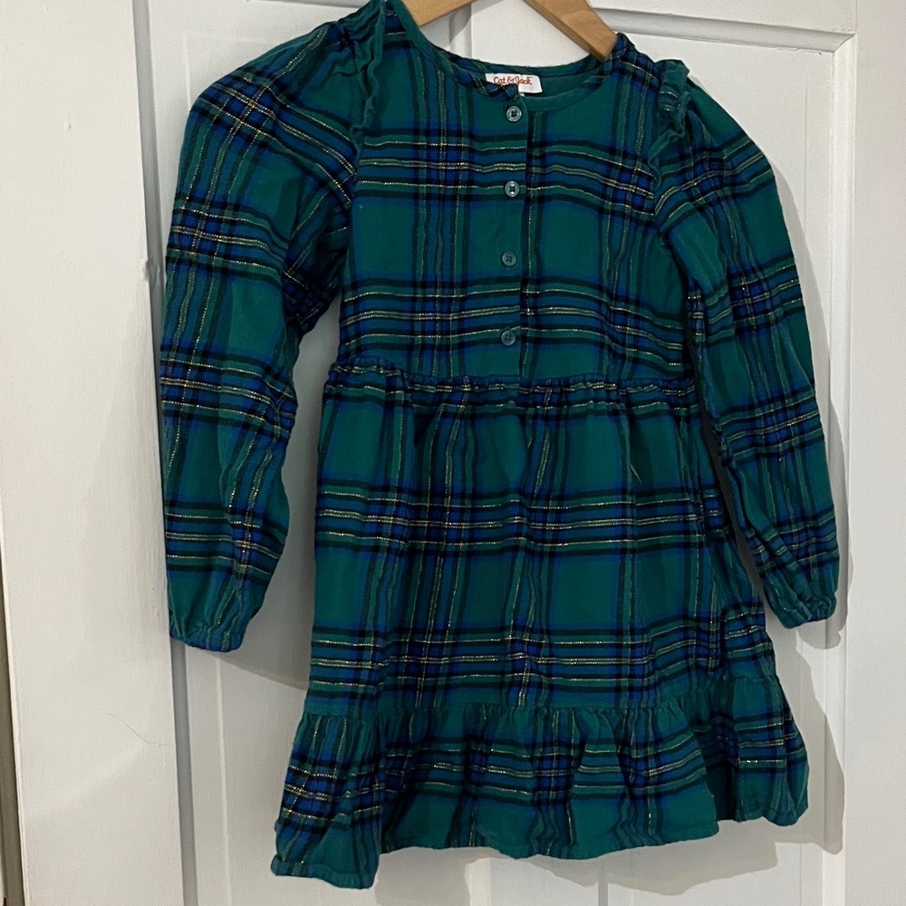 Cat & Jack Green Plaid Casual Dress
